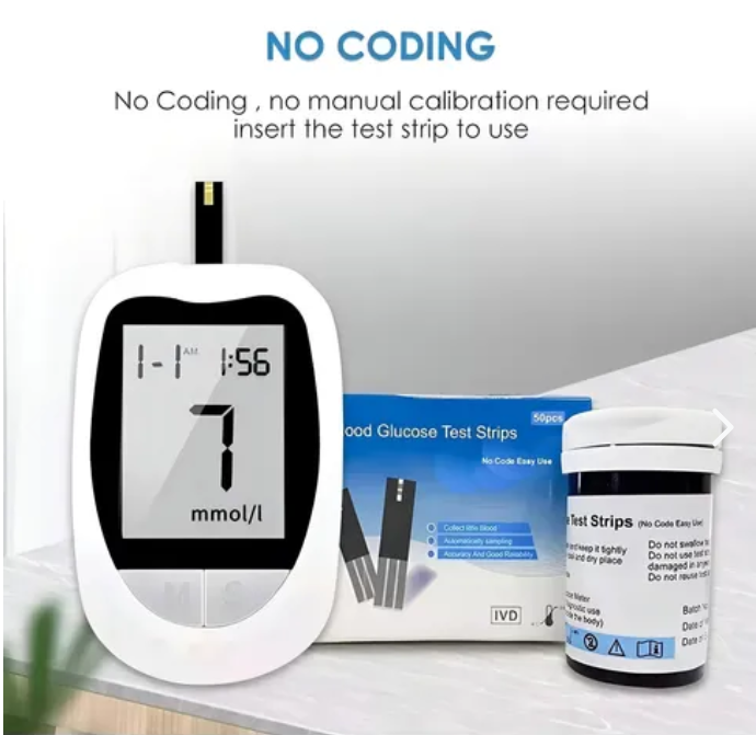 GLUCOMETRO DIGITAL XH-100 CON TIRAS REACTIVAS Y LANCETAS