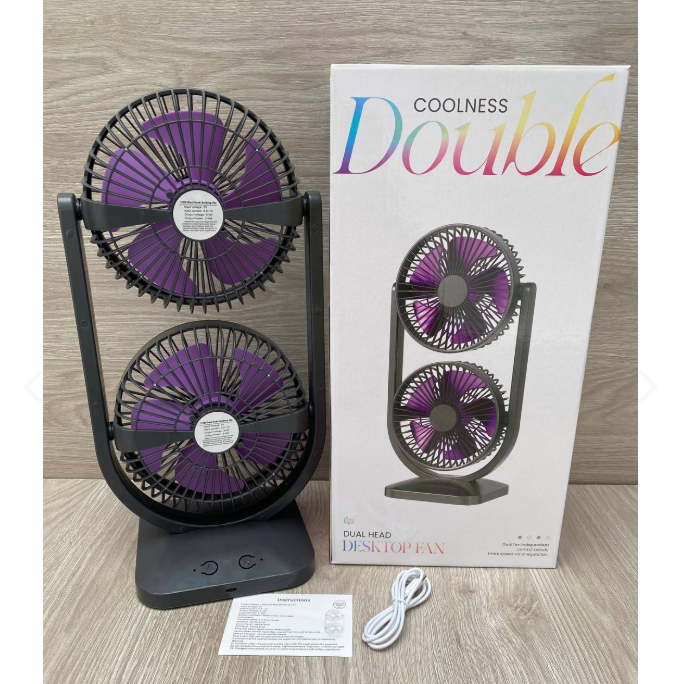 VENTILADOR DOBLE PORTATIL RECARGABLE