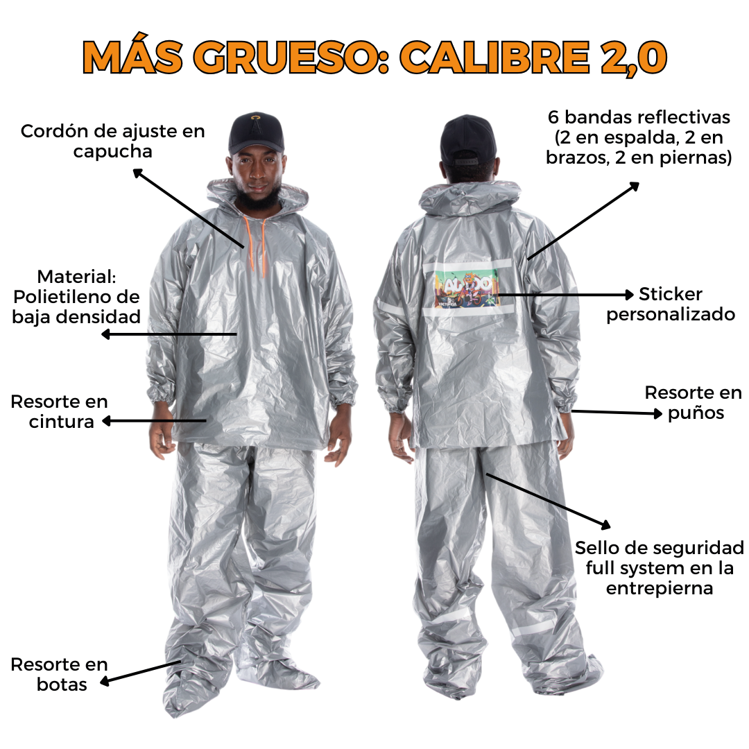IMPERMEABLE METALIZADO + PIJAMA METALIZADA PARA MOTO
