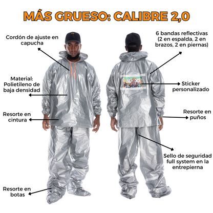 IMPERMEABLE METALIZADO + PIJAMA METALIZADA PARA MOTO
