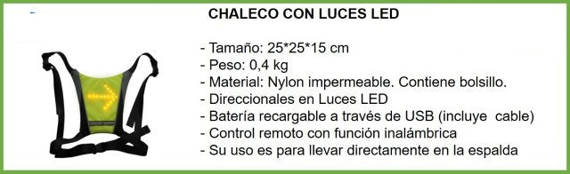 CHALECO CON LUCES LED Y CONTROL REMOTO