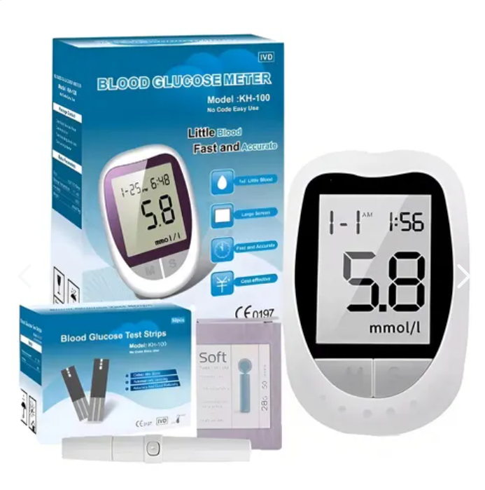 GLUCOMETRO DIGITAL XH-100 CON TIRAS REACTIVAS Y LANCETAS