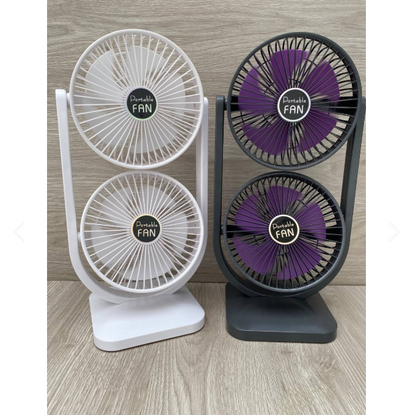VENTILADOR DOBLE PORTATIL RECARGABLE