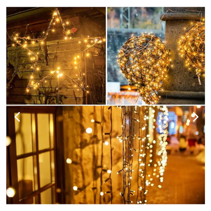 LUCES NAVIDEÑAS PALIDAS CON PANEL SOLAR