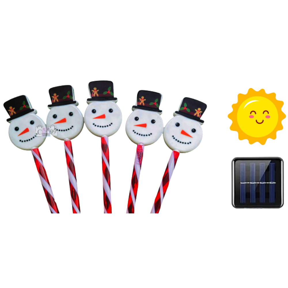 SET DE ESTACAS SOLARES NAVIDEÑAS MUÑECO DE NIEVE PARA JARDIN Y EXTERIOR