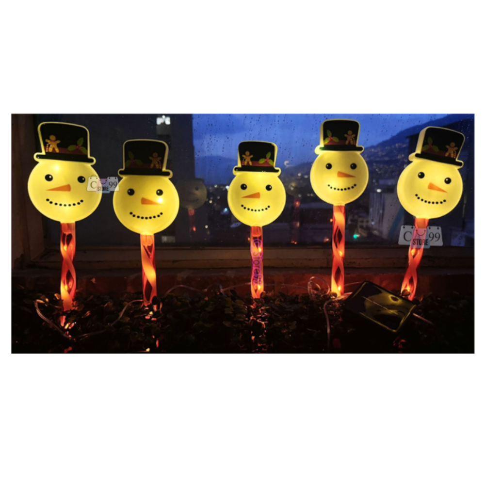 SET DE ESTACAS SOLARES NAVIDEÑAS MUÑECO DE NIEVE PARA JARDIN Y EXTERIOR