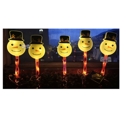 SET DE ESTACAS SOLARES NAVIDEÑAS MUÑECO DE NIEVE PARA JARDIN Y EXTERIOR