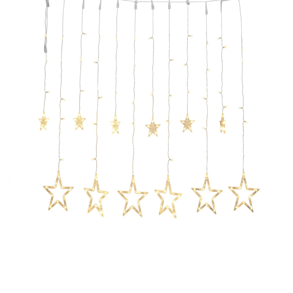 CORTINA DE LUCES LED NAVIDEÑA EN CASCADA CON FIGURA DE ESTRELLAS