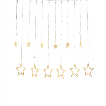 CORTINA DE LUCES LED NAVIDEÑA EN CASCADA CON FIGURA DE ESTRELLAS