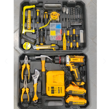 KIT COMPLETO DE HERRAMIENTAS DE MANO Y TALADRO ATORNILLADOR INALAMBRICO DEWALT 36V
