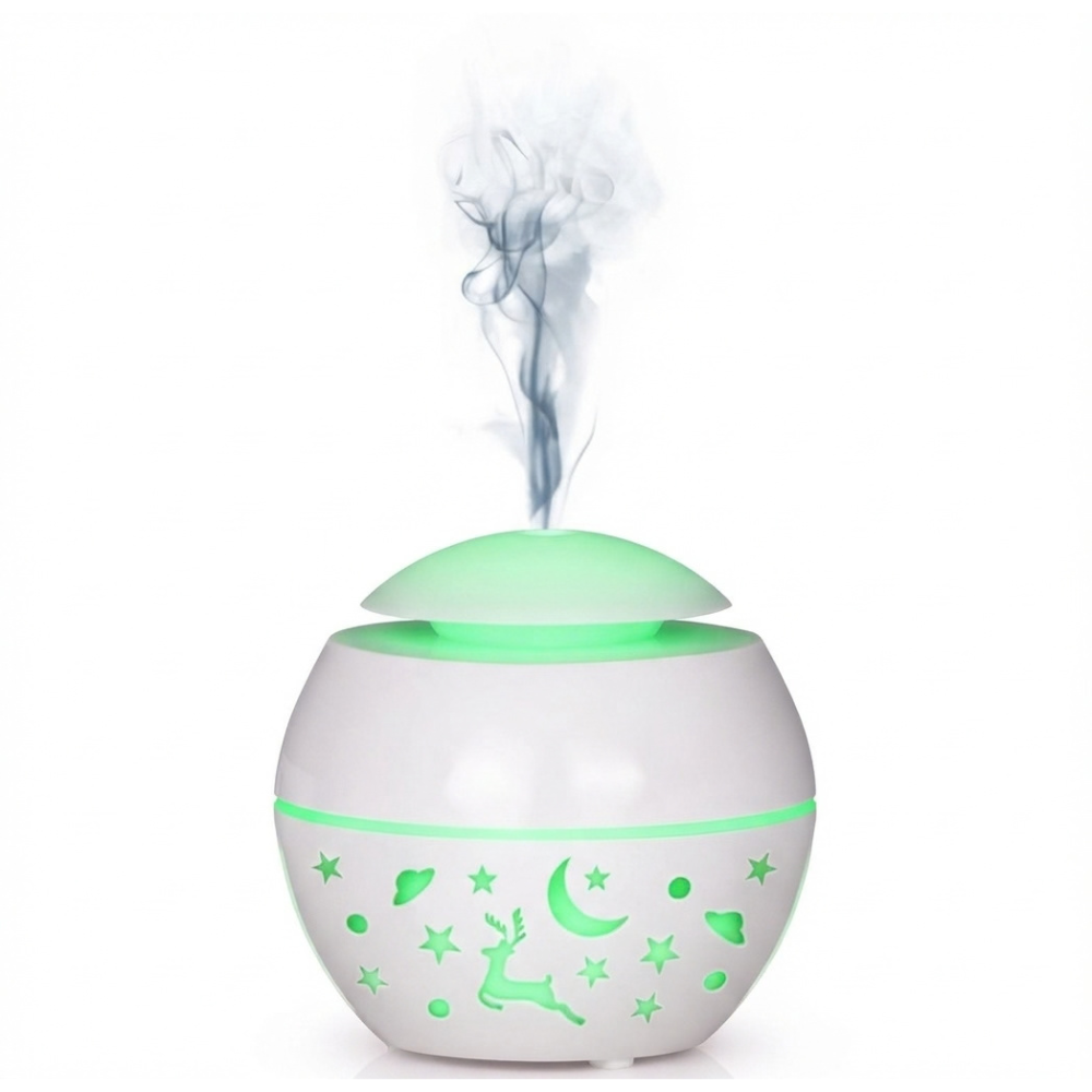 HUMIFICADOR ULTRASONICO Y DIFUSOR DE AROMAS CON DISEÑO DE ESTRELLAS Y LUZ LED