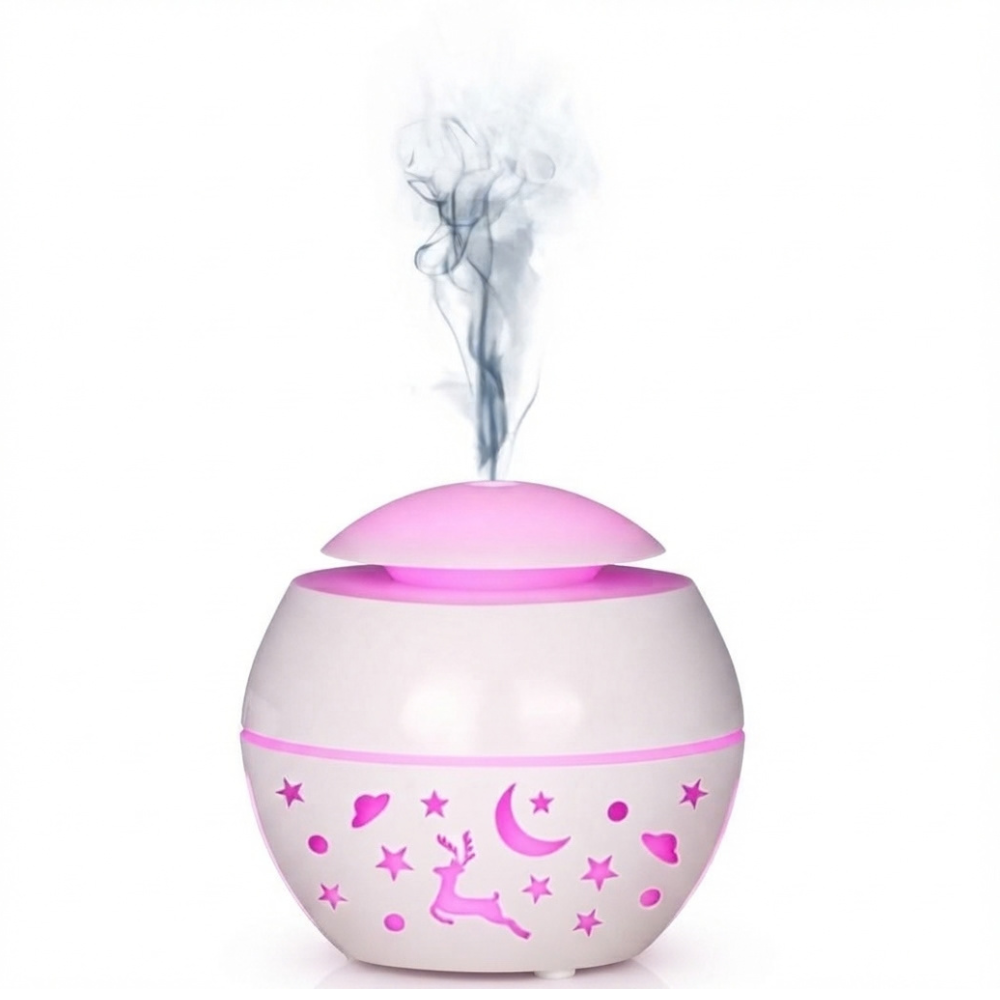 HUMIFICADOR ULTRASONICO Y DIFUSOR DE AROMAS CON DISEÑO DE ESTRELLAS Y LUZ LED