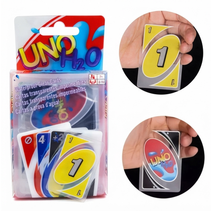 JUEGO DE CARTAS UNO H2O TRANSPARENTES E IMPERMEABLES