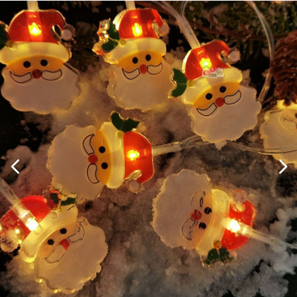 SERIE DE LUCES NAVIDEÑAS LED CON FIGURAS DE SANTA CLAUS COLOR CALIDO