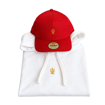 COMBO URBANO GORRA ROJA Y CHOMPA MARFIL 727 - STREETWEAR ESENCIAL